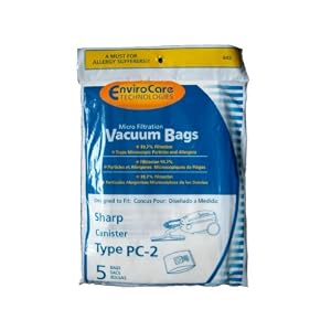 10 Sharp Canister Type PC-2 Vacuum Cleaner Allergy Bags, EC-10PC2, EC-05PC2 EC-PC4, EC-6312P, EC7314P, 6311, EC-63, 7311, EC-73, FX30, FX30, ECFX30, EC7311, EC-PC4, EC-6312P, EC7314P