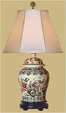 Asian Furniture - 30" Fine Chinese White Porcelain Birds & Flowers Oriental Temple Jar Table Lamp