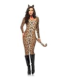 Leg Avenue Womens 3 Piece Cougar Brushed Lycra Catsuit With Tail And Ear Headband