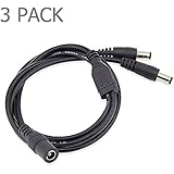 E-outstanding 3 Pack 1 Female to 2 male 5.1mm X 2.1mm CCTV DC Power Supply Splitter Cable