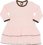 T-shirt ruffle t-dress- pink and brown 100% pima cotton