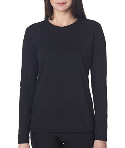 Ladies core performance long sleeve t-shirt. (Black) (Large)