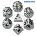 Q-Workshop Polyhedral 7-Die Set: Carved Dragon Dice Set (Gray and Black)