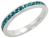 Sterling Silver Eternity Band, w/ December Birthstone, Blue Topaz Crystals, 1/8 (3mm) wide
