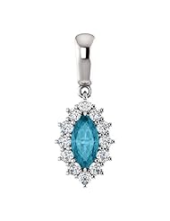 Platinum 8.00x4.00mm Marquise Cut London Blue Topaz and Diamond Pendant -- LIFETIME WARRANTY