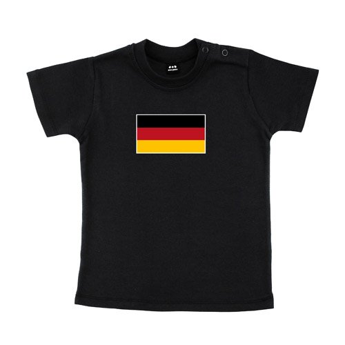 Baby – Kleinkinder T-Shirt – Deutschlandfahne in SCHWARZ-ROT-GOLD – Textil black / Motiv farbig Gr. 12-18 Monate