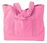 Pigment Dyed Large Canvas Tote Bag, Color: Flamingo, Size: One Size
