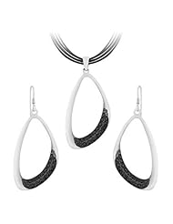 Sterling Silver Black CZ Unique Drop Set (Chain Not Included)