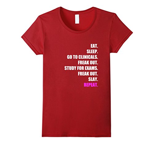 Women's Funny #NurseLife Shirt For Clinicals Nursing School RN LPN  Small Cranberry