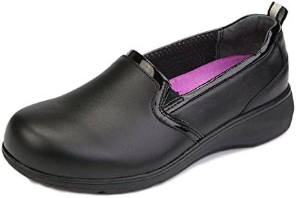 akesso Womens VersaLite Smooth Black Leather Slip On Shoe, 9