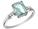 Aquamarine Gemstone and Diamond Ring in 14K White Gold