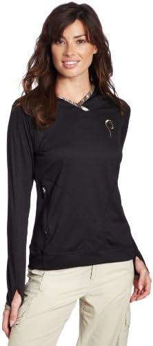 Prois Women's Ultra Hoodie Shirt, Black with AP Camo Trim, Small