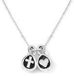 Sterling Silver Heart and Cross Charm Pendant by Bob Siemon, 18