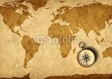 Wallmonkeys Peel and Stick Wall Decals - Old Map and Compass - Removable Graphic