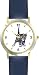 Playful Gray Tabby Kitten Cat - WATCHBUDDY&reg; DELUXE TWO-TONE THEME WATCH - Arabic Numbers - Blue Leather Strap-Women's Size-Small