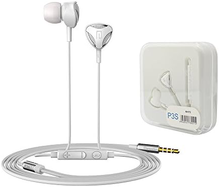 SANKER In-Ear 3.5mm Plug Control Sound Earbuds with Mic (White P3S)