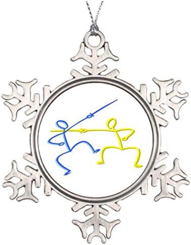 Tree Branch Decoration I Love Fencing Christmas Snowflake Ornament Display Tree Sports