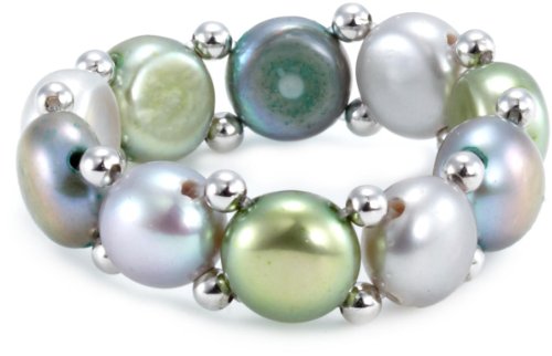 Valero Pearls pearls4girls Damen-Ring S&uuml;&szlig;wasser-Zuchtperlen olive / petrol / cyan  312130 Preisvergleich