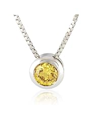 18 Ct White Gold 0.33 ct Lime Diamond Rubover Necklace