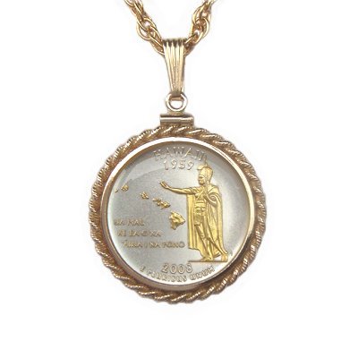 Hawaii State Quarter Hawaiian Heirloom Jewelry Pendant
