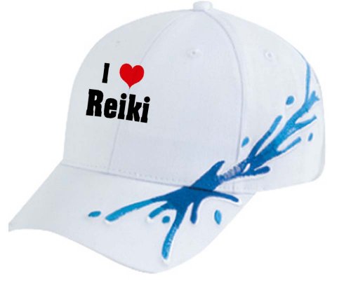 I Love/Heart Reiki White Splash Hat / Baseball Cap