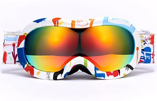 Kids Ski Goggles UV Proof Anti-fogging Soft Frame Double Lens (White)