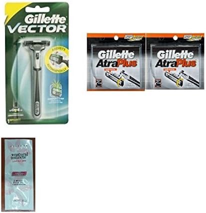 Vector Plus Razor Handle (Made in Thailand) + Atra Plus Refill Razor Blades 10 ct. (Pack of 2) with FREE Loving Color trial size conditioner