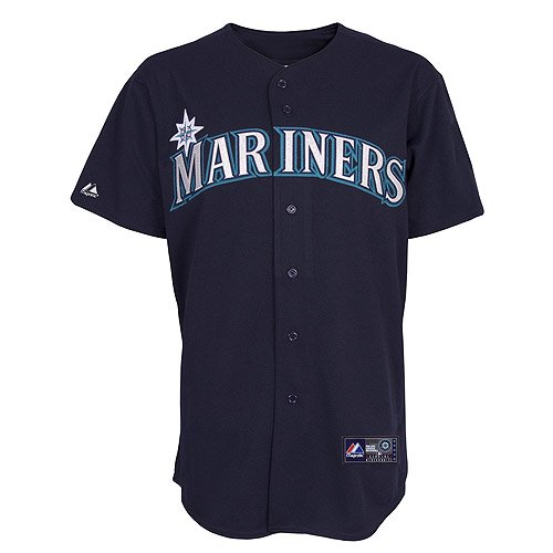 MLB Seattle Mariners Adult Short Sleeve 6 Button Synthetic Replica Jersey (Mariner Navy, Large)