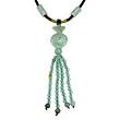 Jade Vase Bead Dangle Black Cord Necklace