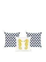 Apolena Set Funda De Cojín 3 Uds. (Azul/Amarillo/Blanco)