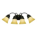 Westinghouse 69112 Apple Valley Four-Light Wall Fixture, Gilded Bronze Finish with Antique Amber Scavo Globe