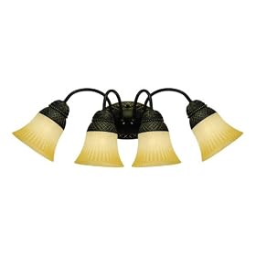 Westinghouse 69112 Apple Valley Four-Light Wall Fixture, Gilded Bronze Finish with Antique... by Westinghouse