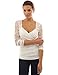 PattyBoutik Women's Sweetheart Floral Lace Long Sleeve Blouse (Ivory L)