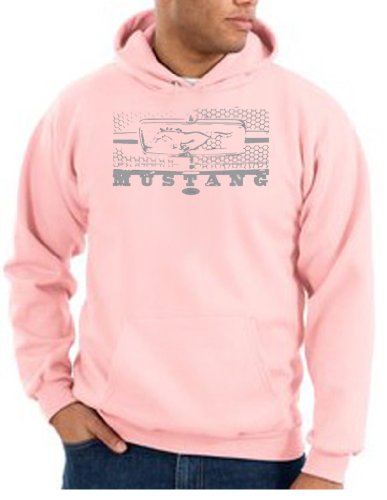 Ford Mustang LEGEND HONEYCOMB GRILLE Adult Hooded Pullover Sweatshirt Hoody Hoodie - Pink, Medium