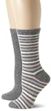 Anne Klein Womens 2-Pack Striped Cashmere Crew Socks