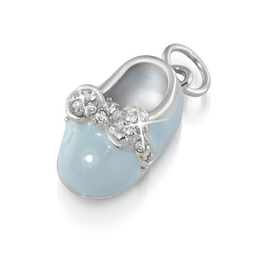 Mothers Day Gifts Bling Jewelry Mini Blue Enamel Pave Bow Tie Petite Baby Shoe Charm Pendant