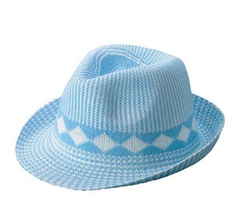 Womens Ladies Knitted Fedora Trilby Light Pastel Blue