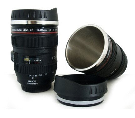 The 24-105mm Travel Coffee Mug / Cup / Thermos with Drinking Lid & Quality Stainless Steel Interior