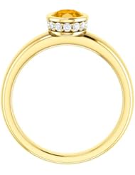 18K Yellow Gold 7.00x5.00mm Oval Cut Citrine and Diamond Ring -- LIFETIME WARRANTY