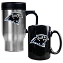 NIB Carolina Panthers NFL Steel Coffee Travel Mugs