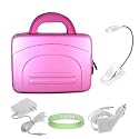 Pink Eva Amazon Kindle DX Hard Shell Carrying Case + White Rapid Kindle DX Car Charger + White Kindle DX Wall Charger + White Ebook Reader LED Light + Live*Laugh*Love Wrist Band!!! (Kindle DX Not Included)