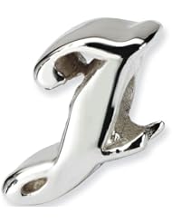 Reflection Beads Silver Letter J Script Alphabet Bead