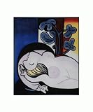 Art Reproduction Oil Painting - Picasso Paintings: Nude in a Black Armchair with Studio Black Wood Frame - 21.5 X 25.5 - Hand Painted Framed Canvas Art