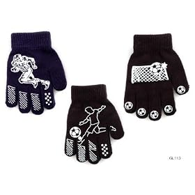 3 Pairs Boys Gripper Magic Gloves Football Designs