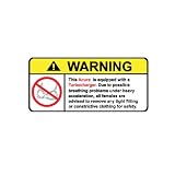 Acura Turbocharged Engine No Bra, Warning decal, sticker 
