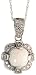 10k White Gold 18" Chain & 13/16" (21mm) tall Pendant, w/ 0.20 Carat Round Brilliant Diamonds & 1.0 Carat Fire Opal