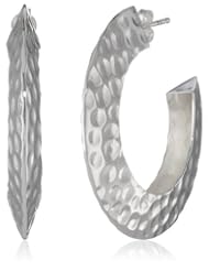 Sterling Silver Large Wide Hammered Post Hoop Earrings