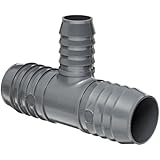 Spears PVC Tube Fitting, Tee, Schedule 40, Gray, Barbed
