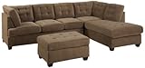 Bobkona Michelson 3-Piece Reversible Sectional with Ottoman Sofa Set, Truffle, width 84in