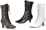 All Sexy Shoes - Victorian-120 Mid Calf Lace Up Boot With Pointed Toe and Chunky Heel